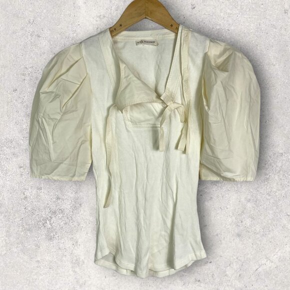 NEW Ulla Johnson Blair Top Eclipse White Size P or XS Puff Shoulder Blouse Boho - Picture 6 of 11